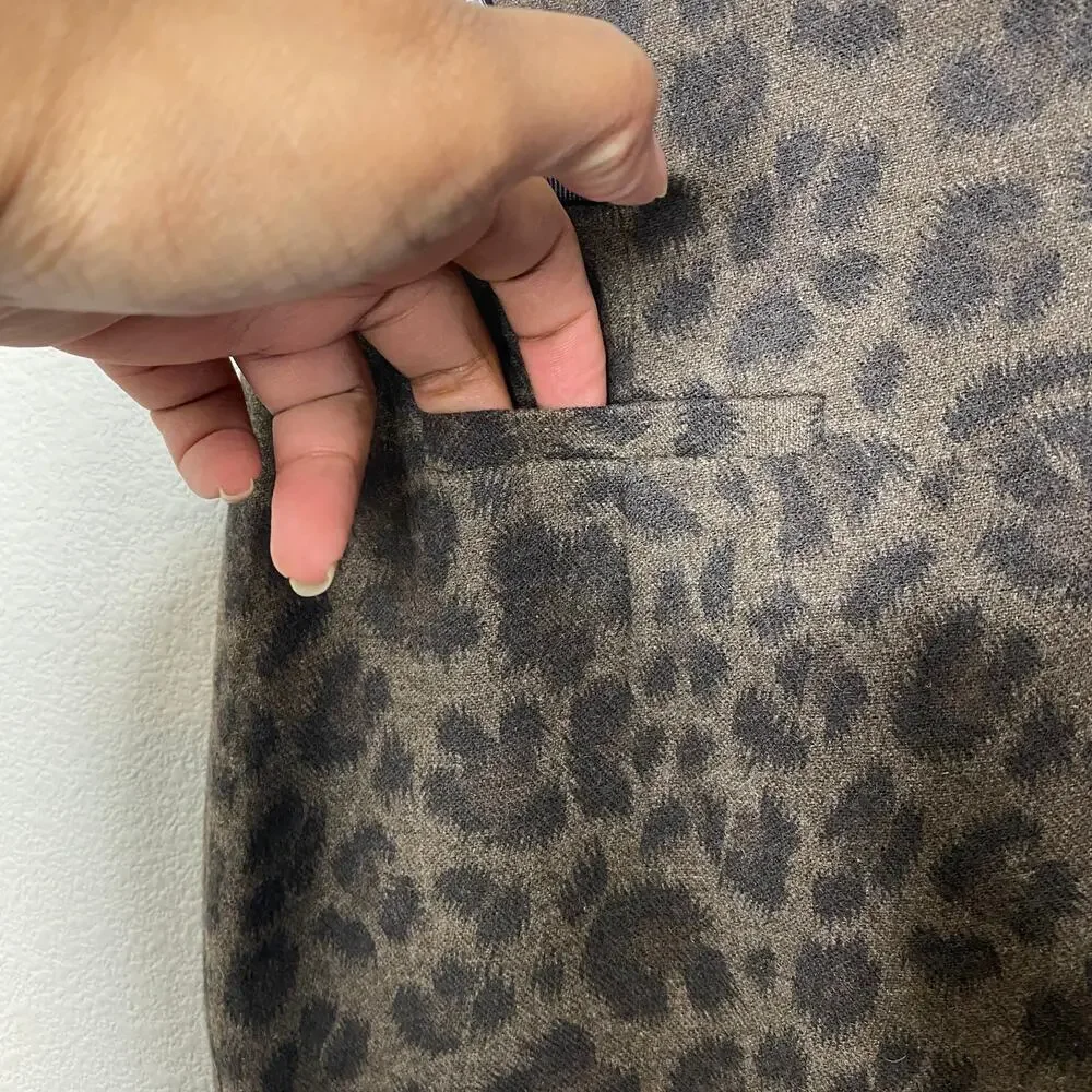 Rebecca Taylor Skirt Women's Size‎ 4 Leopard Print Back Slit Pencil Skirt